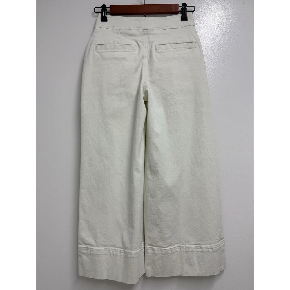 Maeve By Anthropologie Womens Buttoned Cropped Wide-Leg Culottes White Pants 00P - Picture 2 of 13